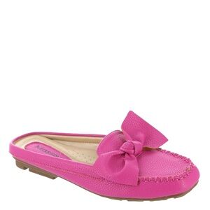 Masseys | Women’s bright pink ‘Magenta Charm’ Slip On Bow Loafer Slides, size 8